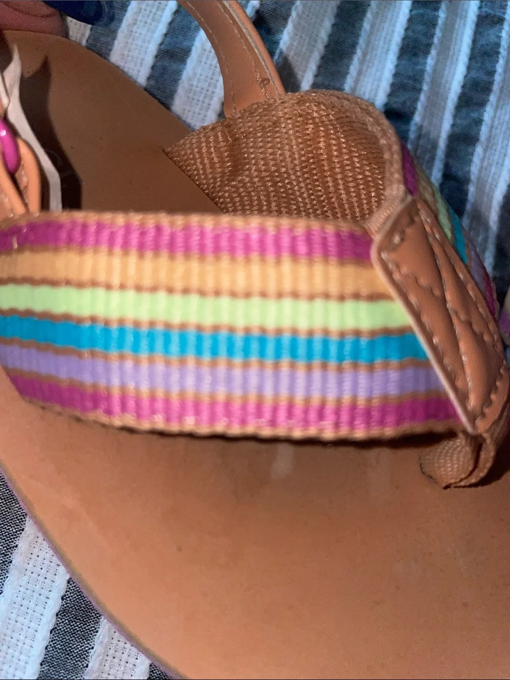 The Children's Place Girls' Lavender and Brown Rainbow Strap Sandals